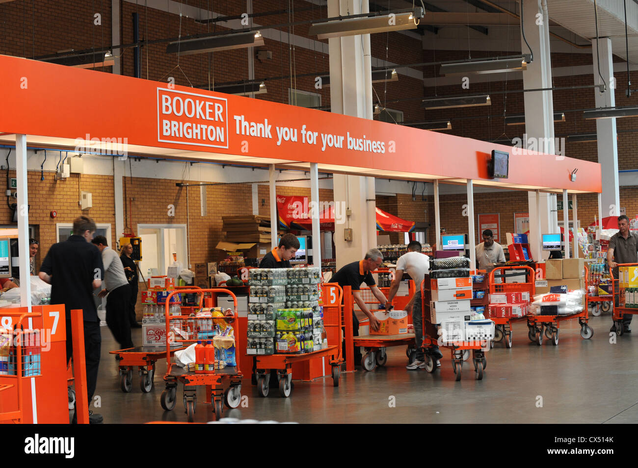 Inside the large Booker cash and carry warehouse in Brighton Stock