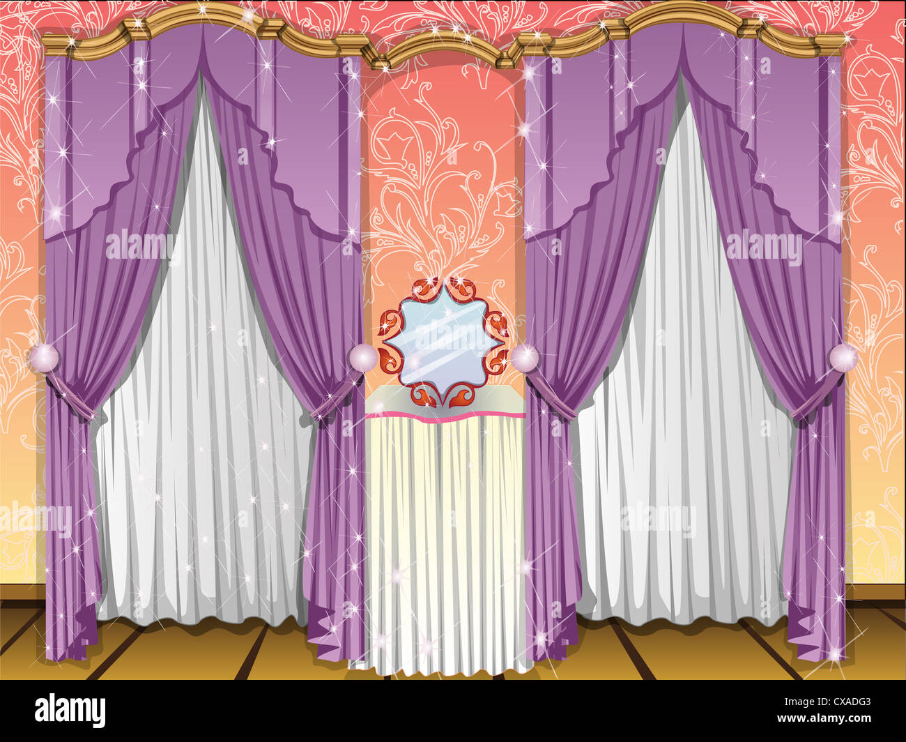 Window curtains, violet and white, mirror in the middle, vector ... for Window With Curtains Illustration
181pct Window curtains, violet and white, mirror in the middle, vector ... for Window With Curtains Illustration
181pct