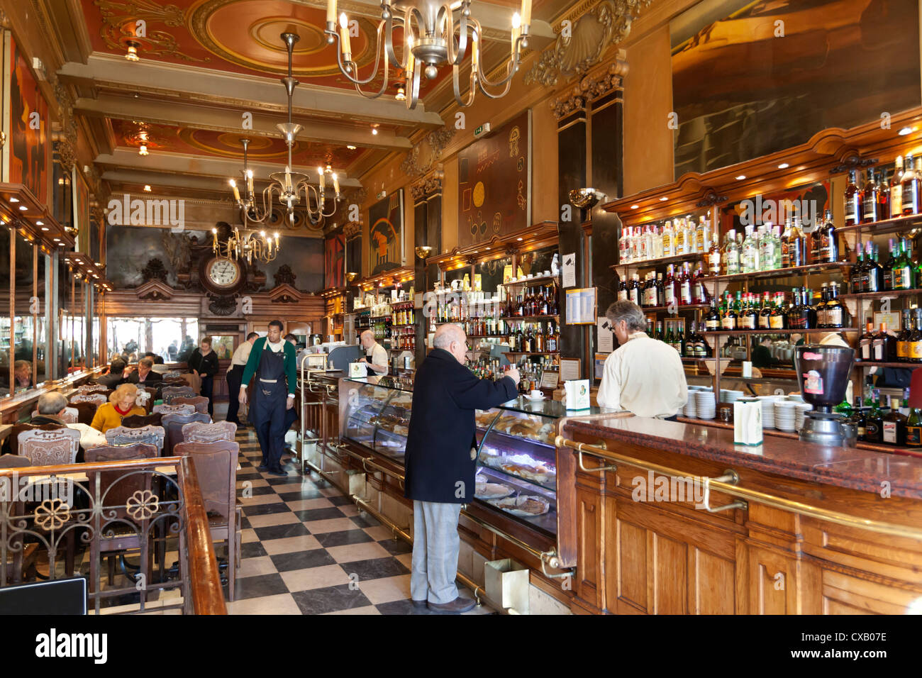 Interior of A Brasileira oldstyle coffee house, Baixa Chiado Stock