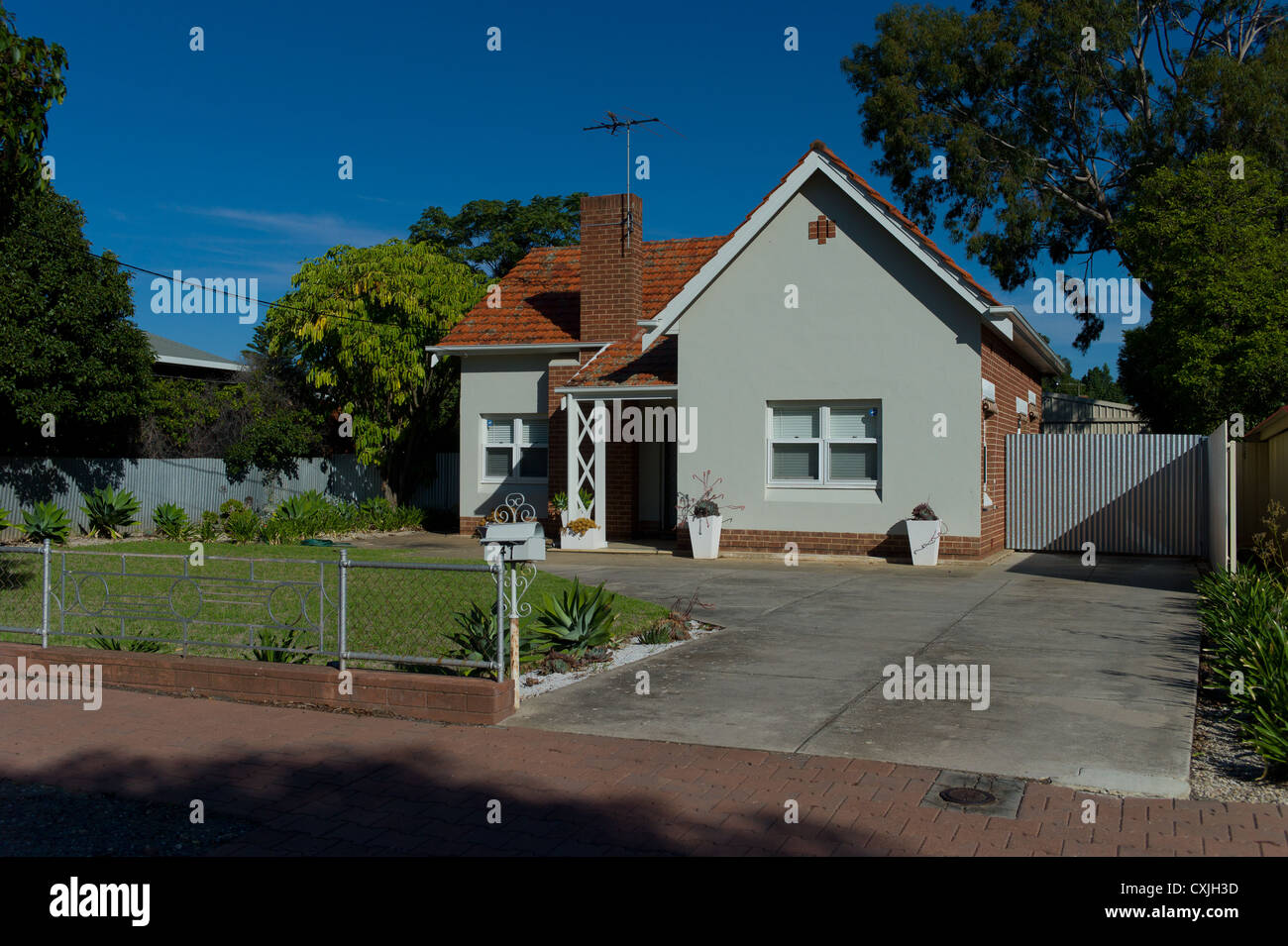 Modest 1950's Bungalow House Cottage Adelaide Australia Classic Stock