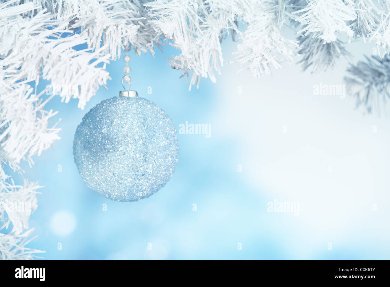 Christmas Ball Hanging On Snow Branch Stock Photo Alamy