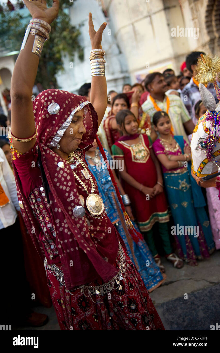 Wooden Idols Of Shiva And Gauri Are Decorated During The Gangaur