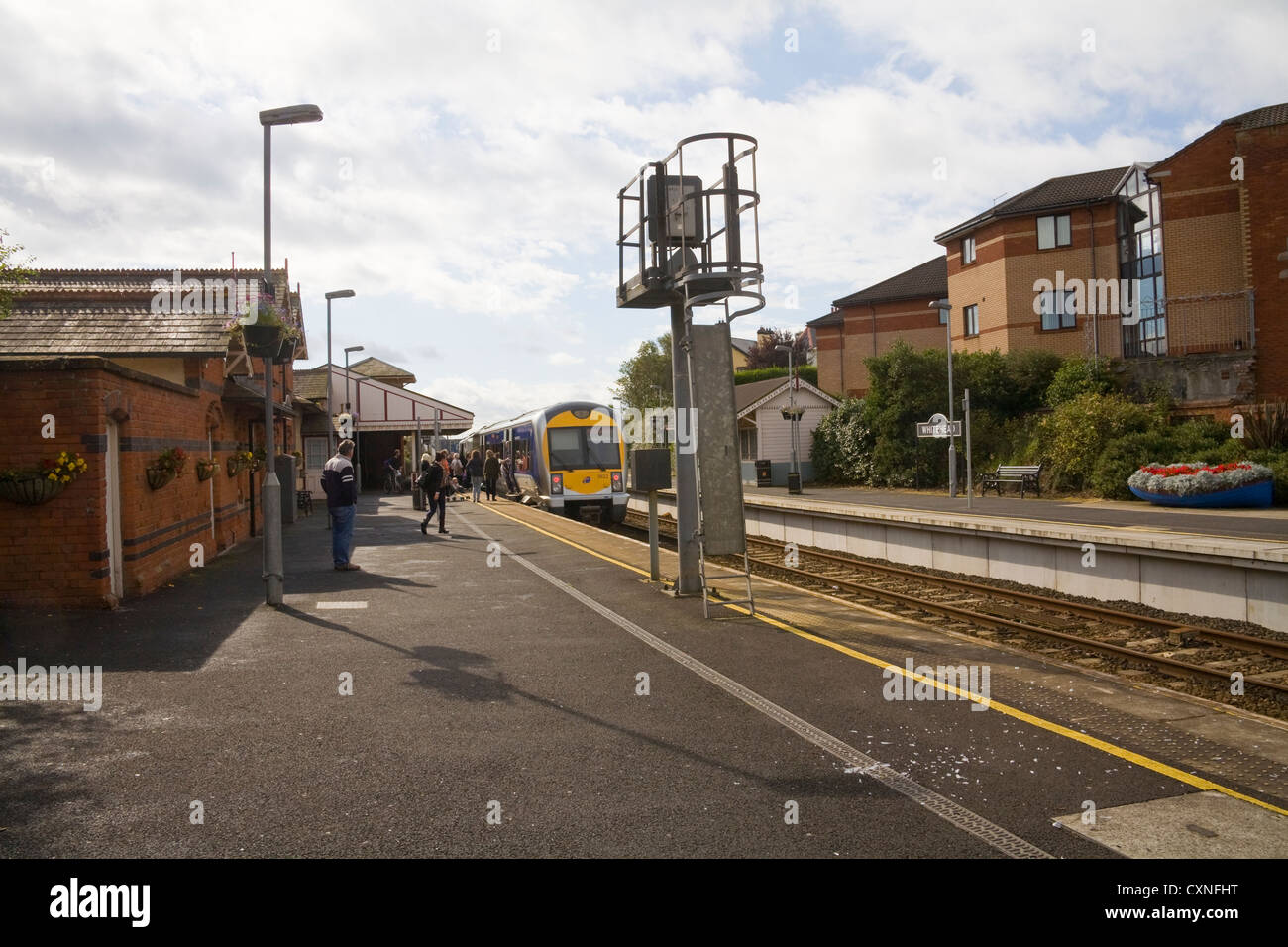 Whitehead Co Antrim Northern Ireland Diesel train in railway station