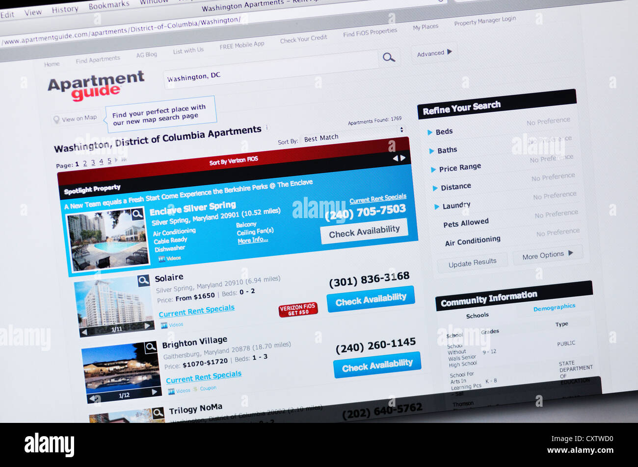 apartment guide website - online apartment search stock photo apartment guide website - online apartment search stock photo