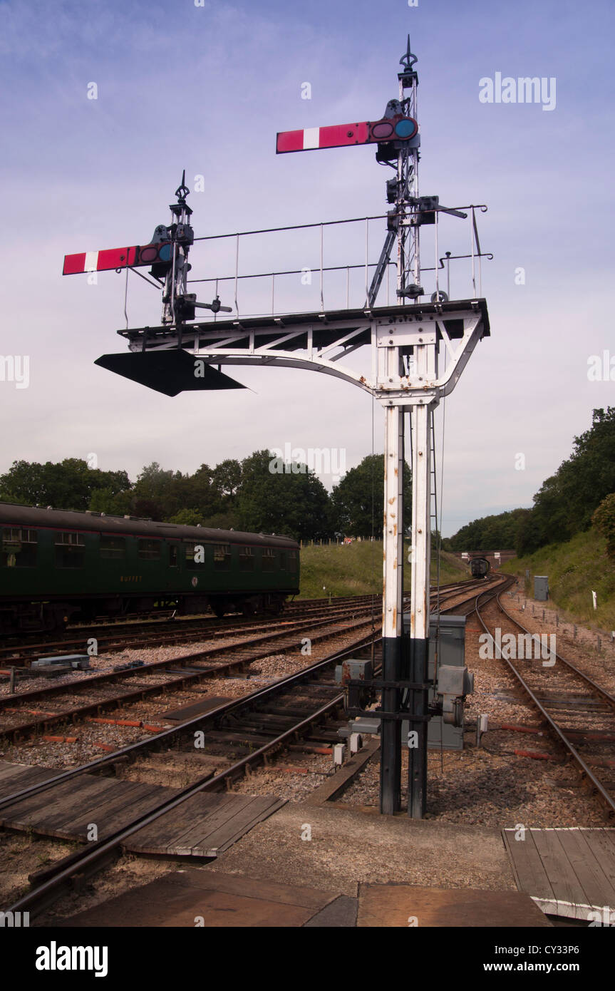 A British railway Lowerquadrant semaphore stop signal Stock Photo