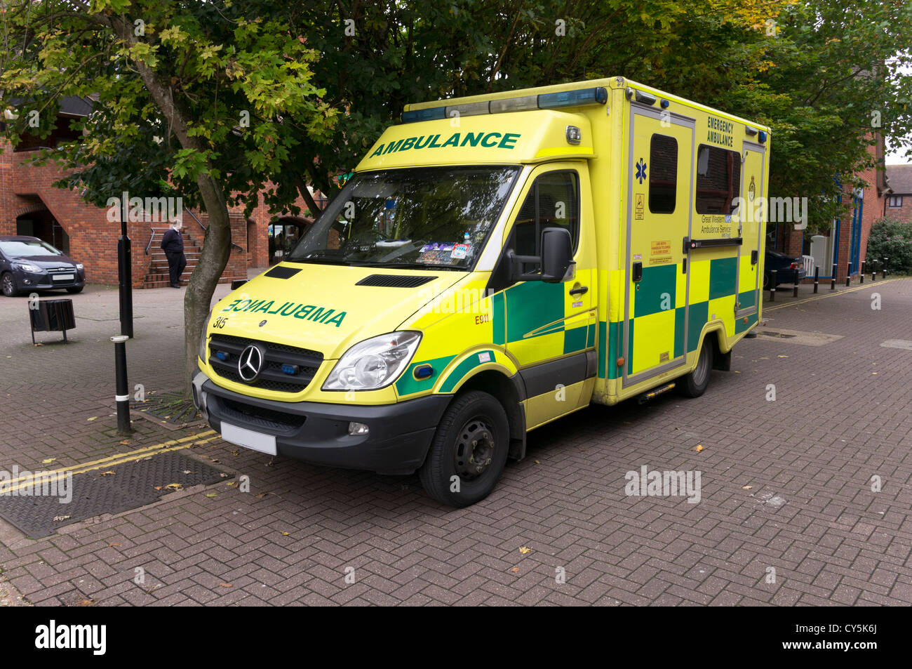 Mercedes ambulance emergency response vehicle parked UK Stock Photo