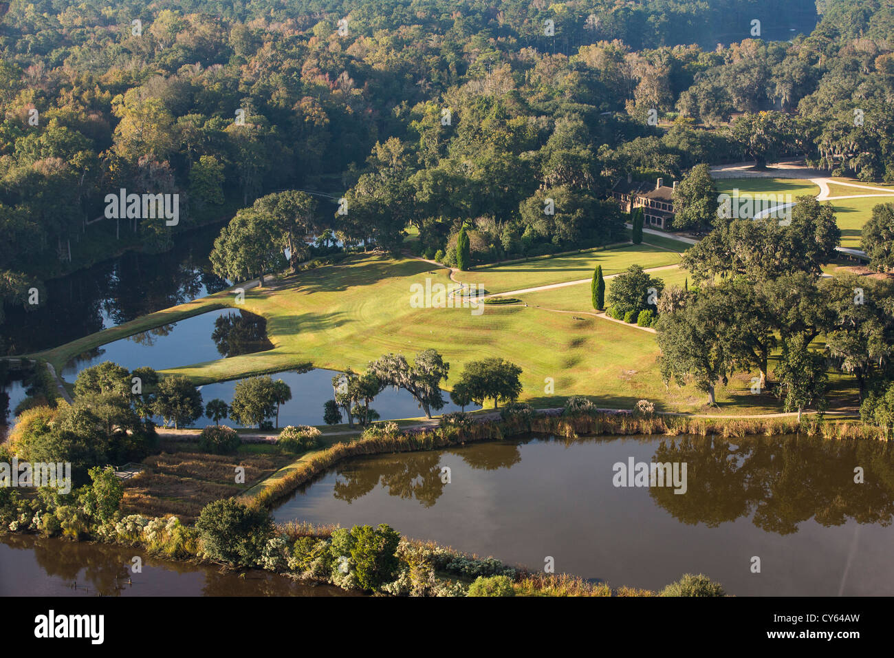 Aerial view of Middleton Place plantation Charleston, South Carolina Stock Photo, Royalty Free