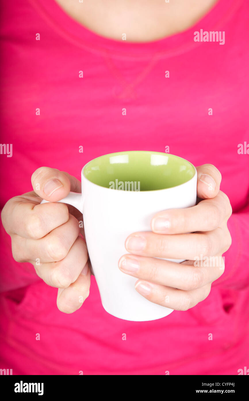 Woman Portrait Holding A Tea Cup In Her Hands Stock Photo Alamy