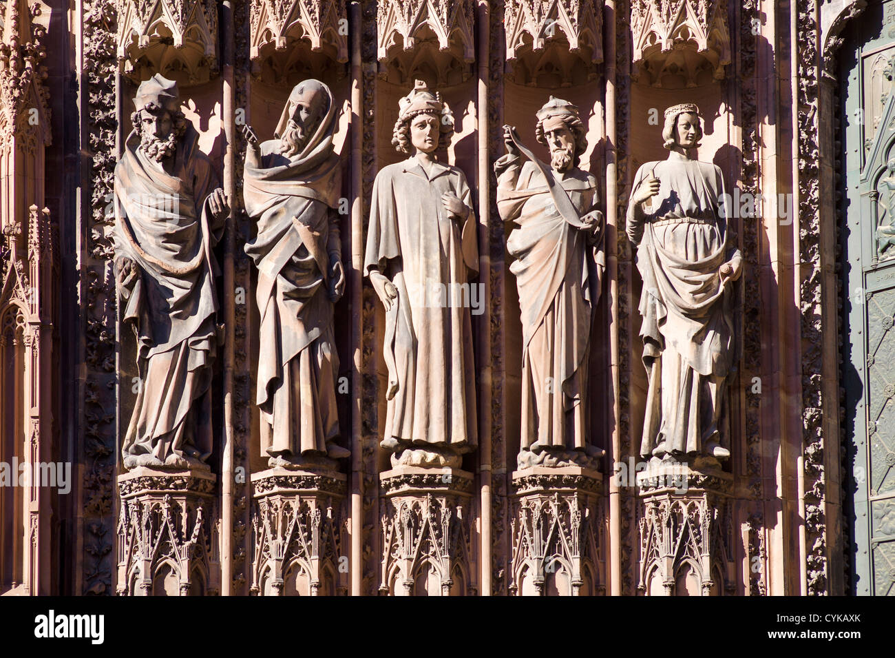Prophets of the Old Testament jamb statues at central portal Stock