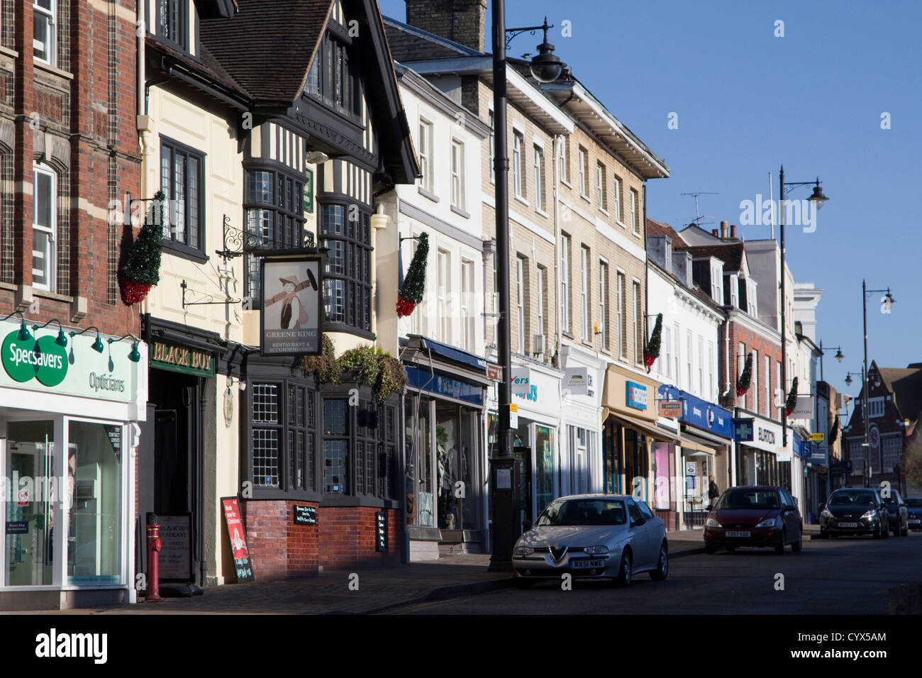 Sudbury Town Centre Suffolk England Uk Gb Stock Photo, Royalty Free