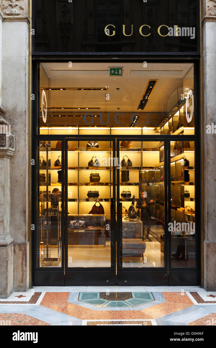 Gucci store in Galleria Vittorio Emanuele II, Milan, Italy, Europe Stock Photo, Royalty Free ...