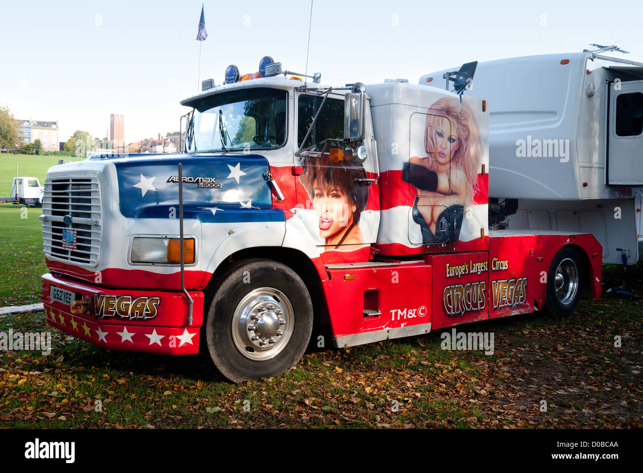 Circus Vegas american circus truck lorry, Shropshire UK Stock Photo