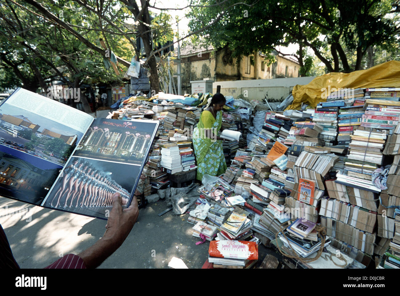 Old on a platform in Mylapore, Chennai;Madras, Tamil Stock