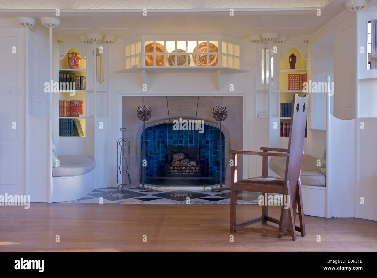 Fireplace in Blackwell overlooking Lake Stock Photo