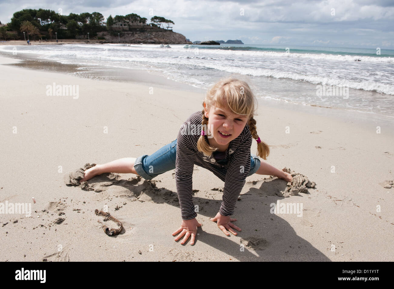 Peguera, Majorca, Spain, girls on the beach Stock Photo, Royalty Free