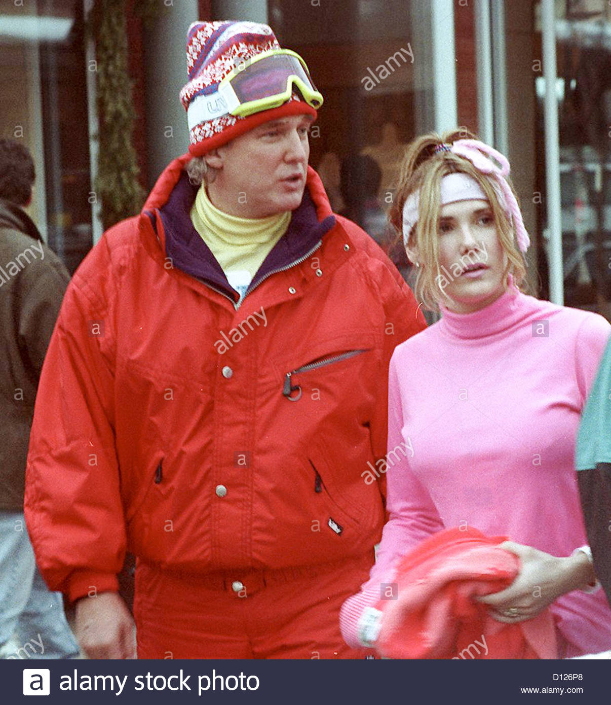 Donald Trump With Friend Kelly Skiing Aspen Colorado USA 1990s Stock