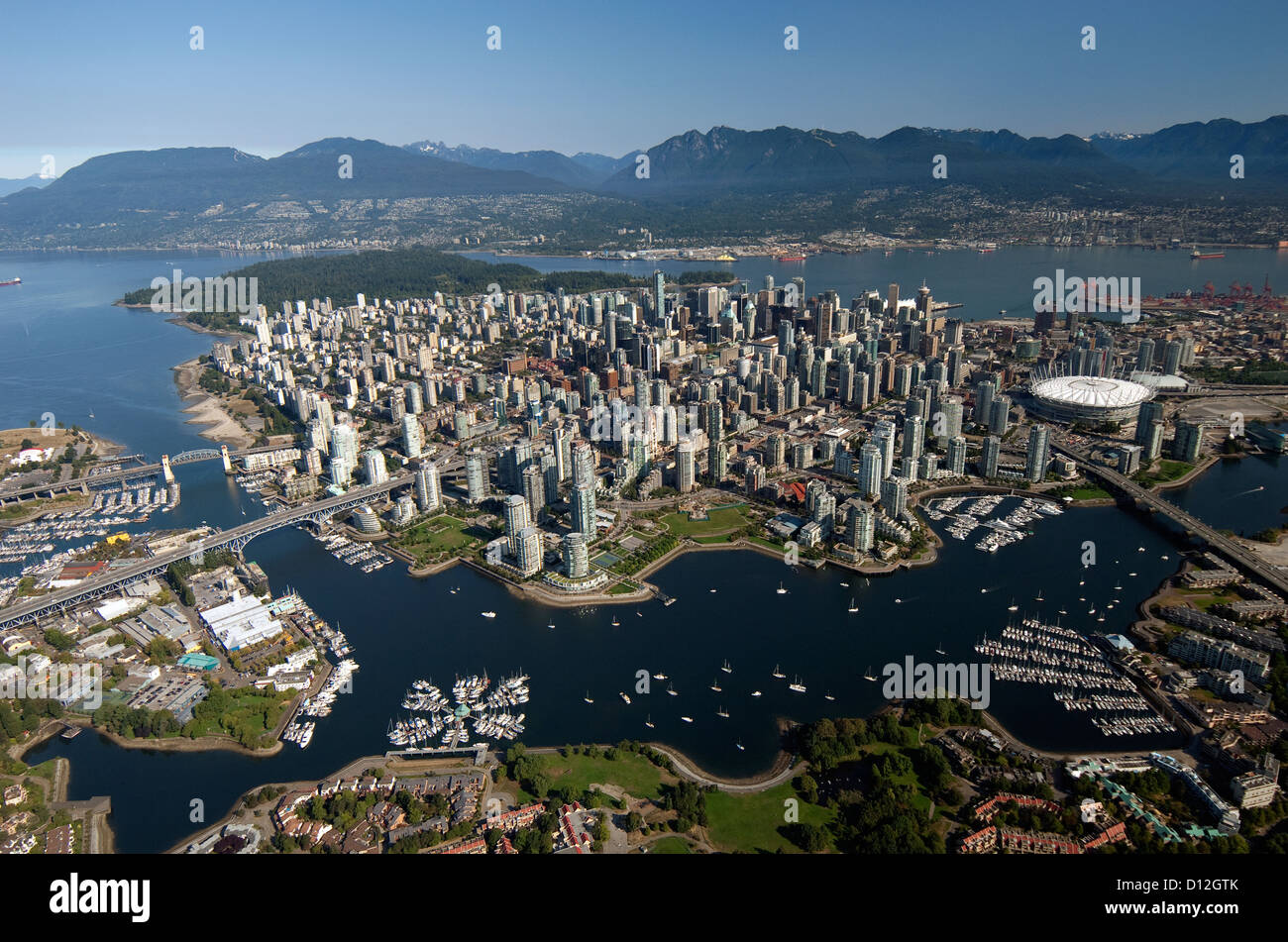 Aerial view of downtown Vancouver, BC. Canada Stock Photo, Royalty Free