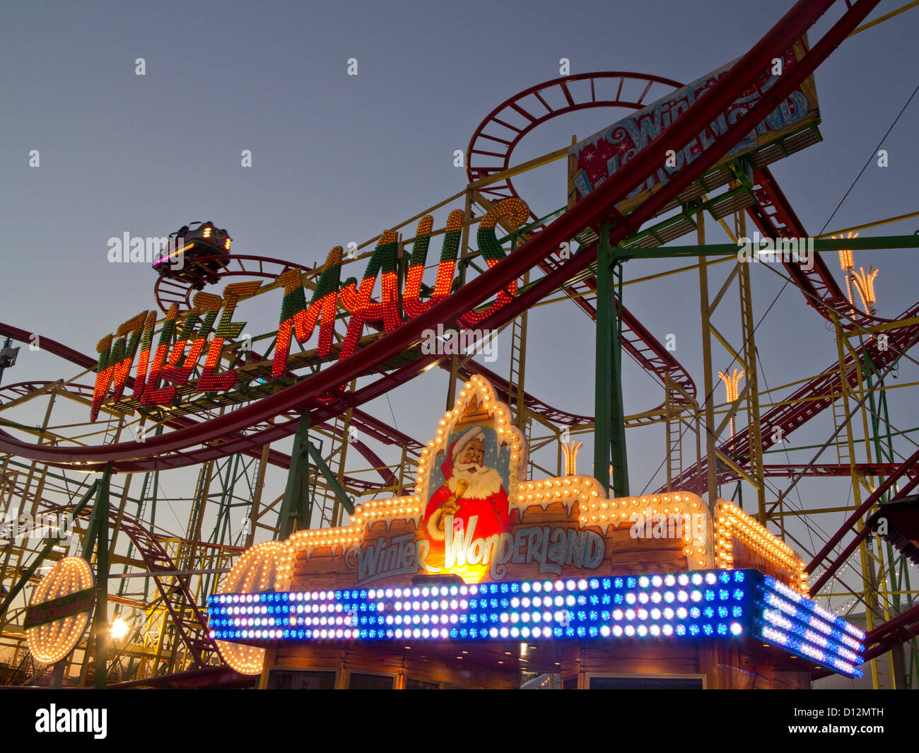 Rollercoaster at Hyde Park Winter Wonderland Christmas Fair, London