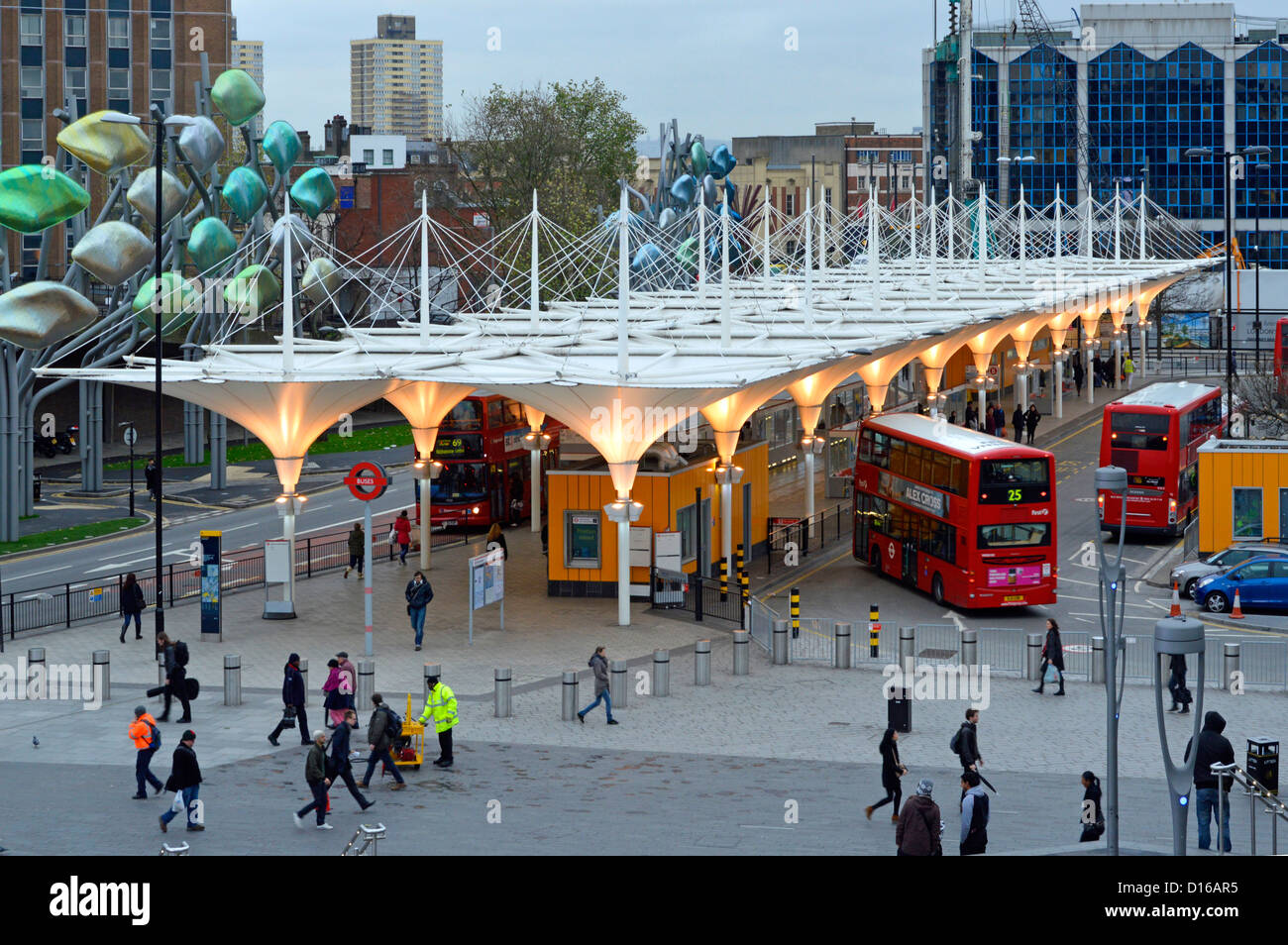 Stratford London bus station & bus stop interchange at train station