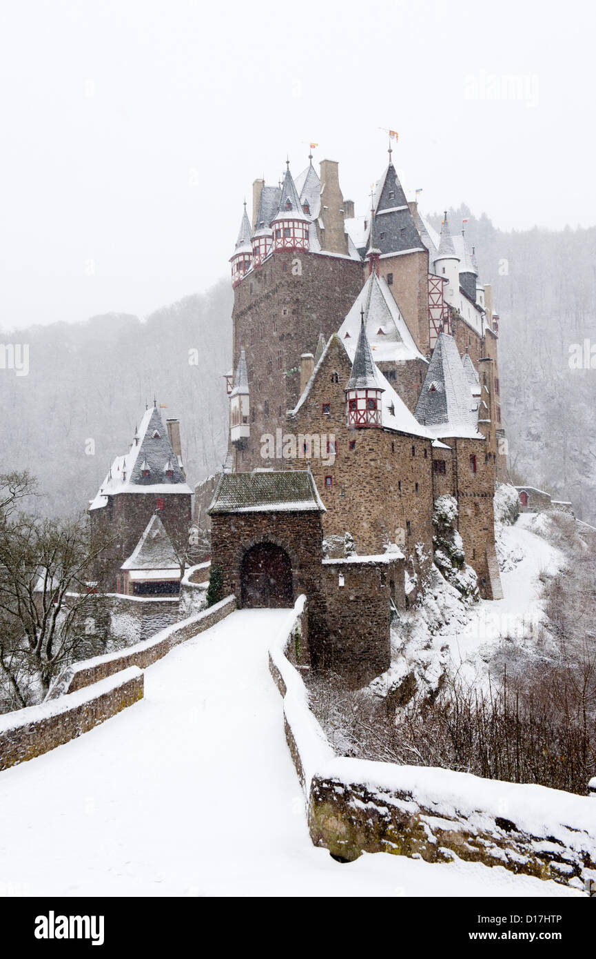 View Of Burg Eltz Castle In Winter Snow In Germany Stock Photo Alamy