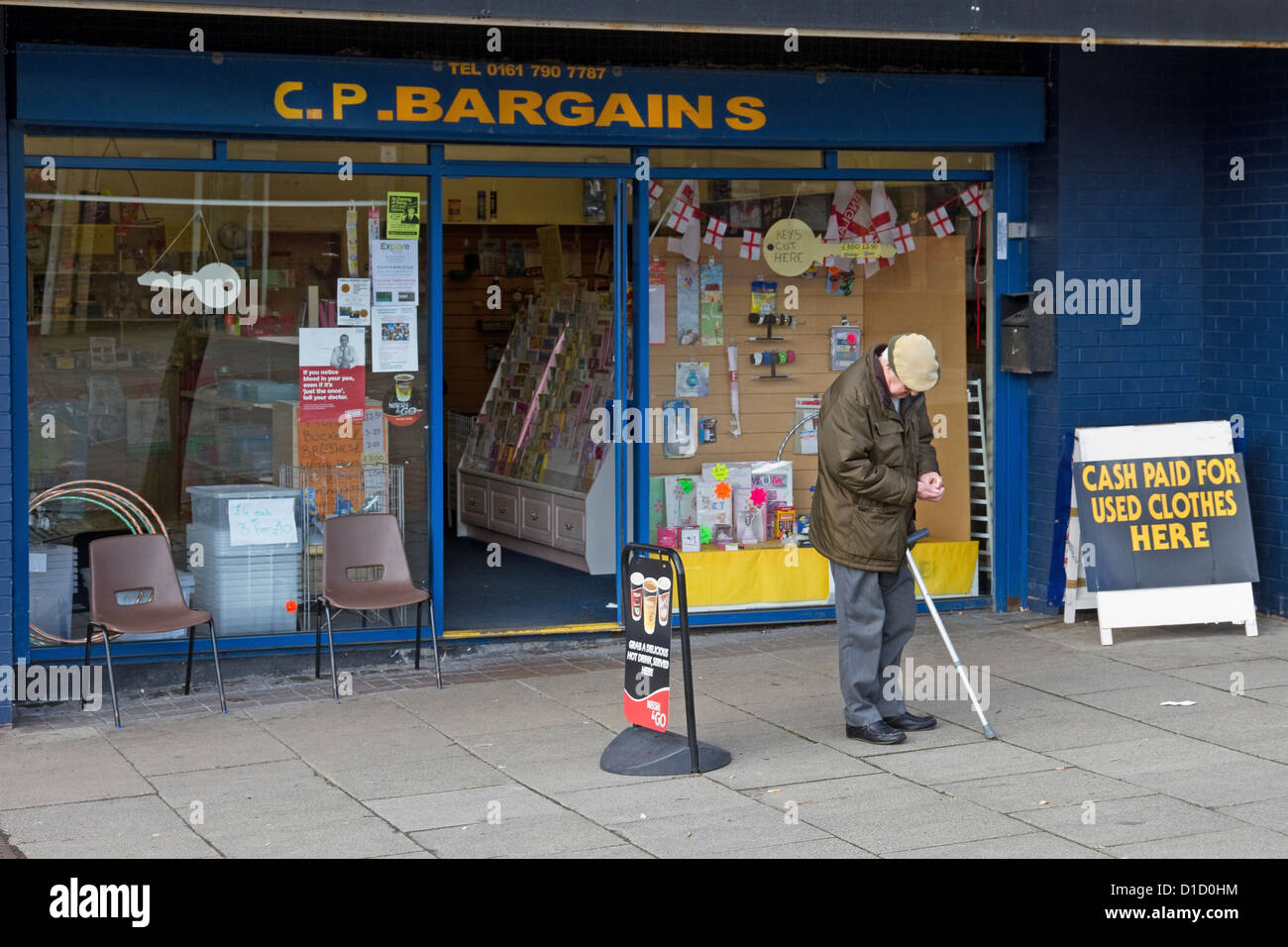 Bargain store in shopping precinct, Little Hulton, Salford, Greater