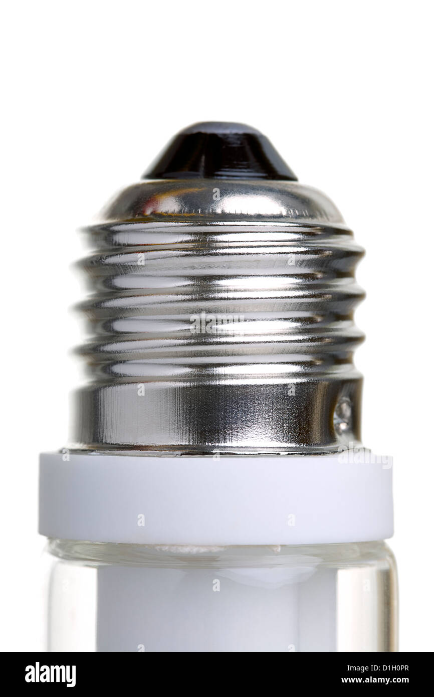 Close up of a halogen light bulb socket, isolated on white Stock Photo