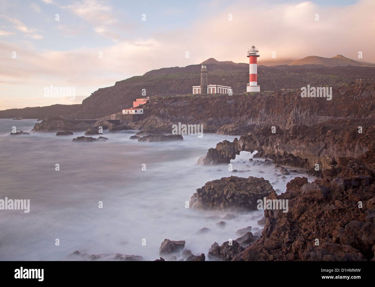 New And Old Lighthouse At Fuencaliente La Palma Spain Europe Stock