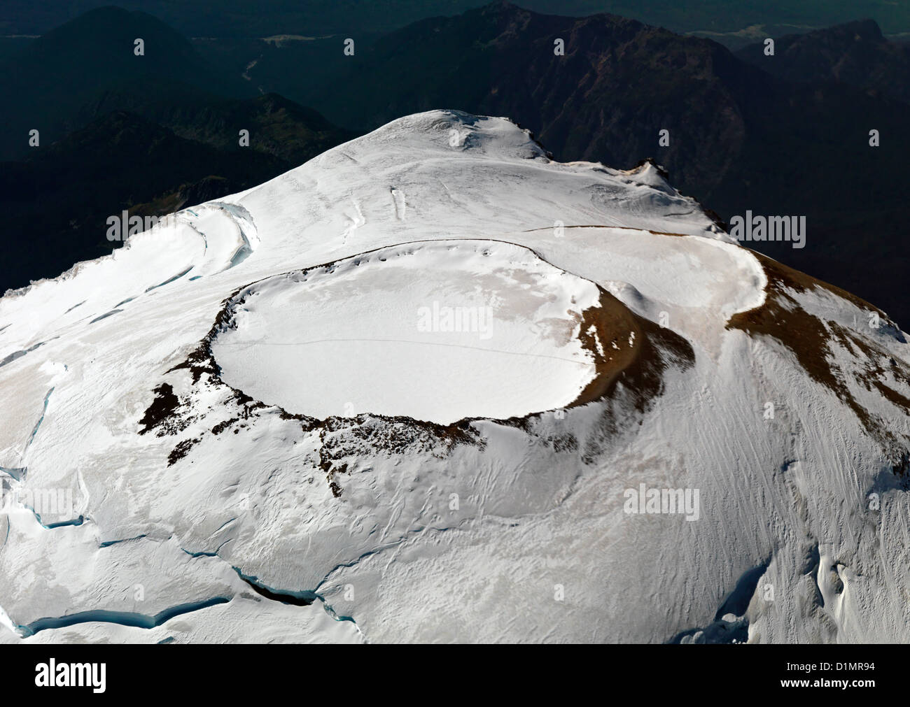 Mount Rainier an aerial photo of this large active volcano and the