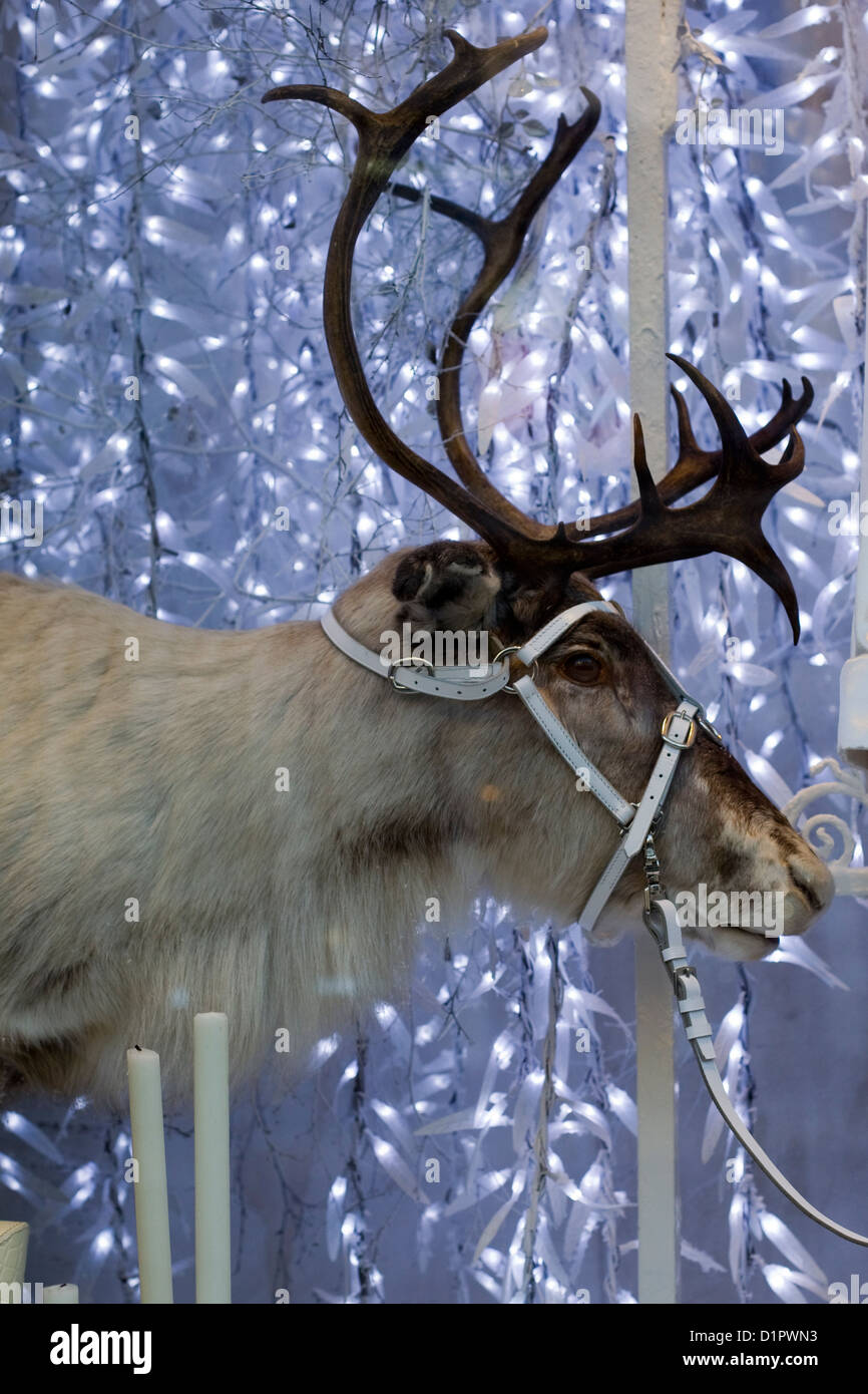 Decorative Christmas Reindeer statues in London Stock Photo, Royalty
