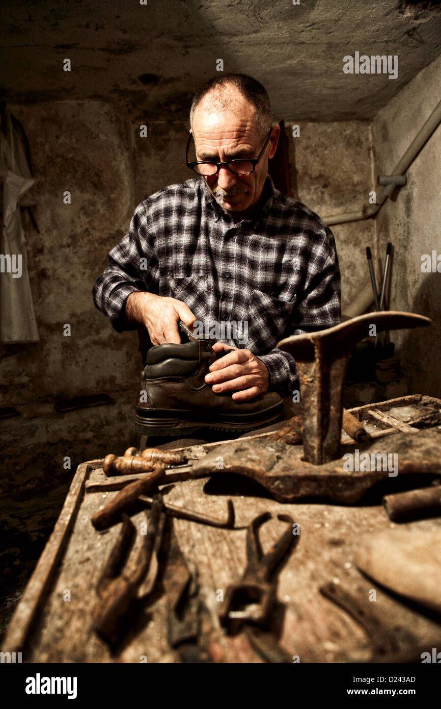 cobbler at work with old tools Stock Photo, Royalty Free Image: 52950869 - Alamy