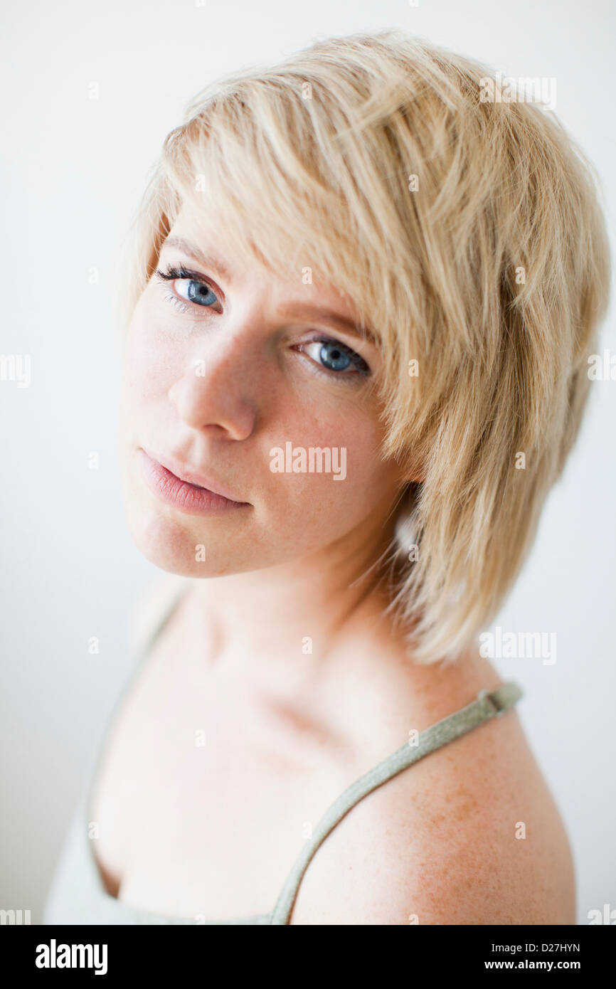 Studio Portrait Of Blonde Woman Stock Photo Alamy