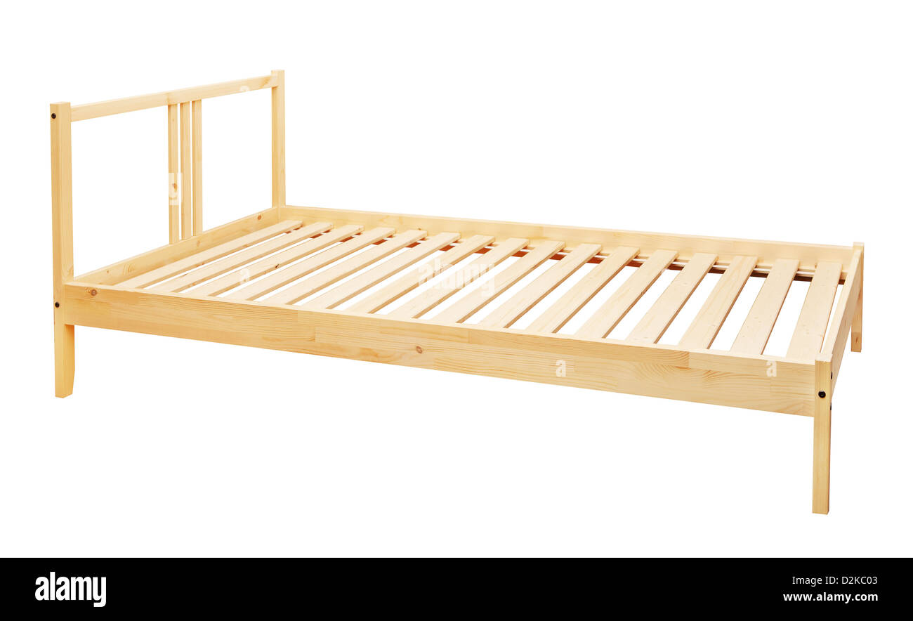 yellow-wooden-bed-isolated-on-white-back