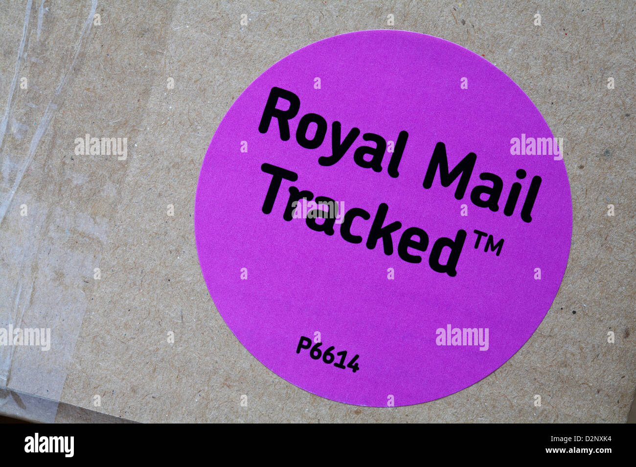 Royal Mail Tracked Tm Sticker On Parcel Stock Photo, Royalty Free Image