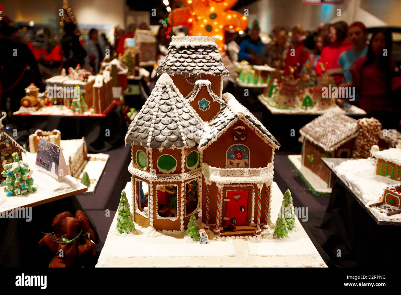 Gingerbread house charity display at the western development museum saskatoon saskatchewan canada stock image