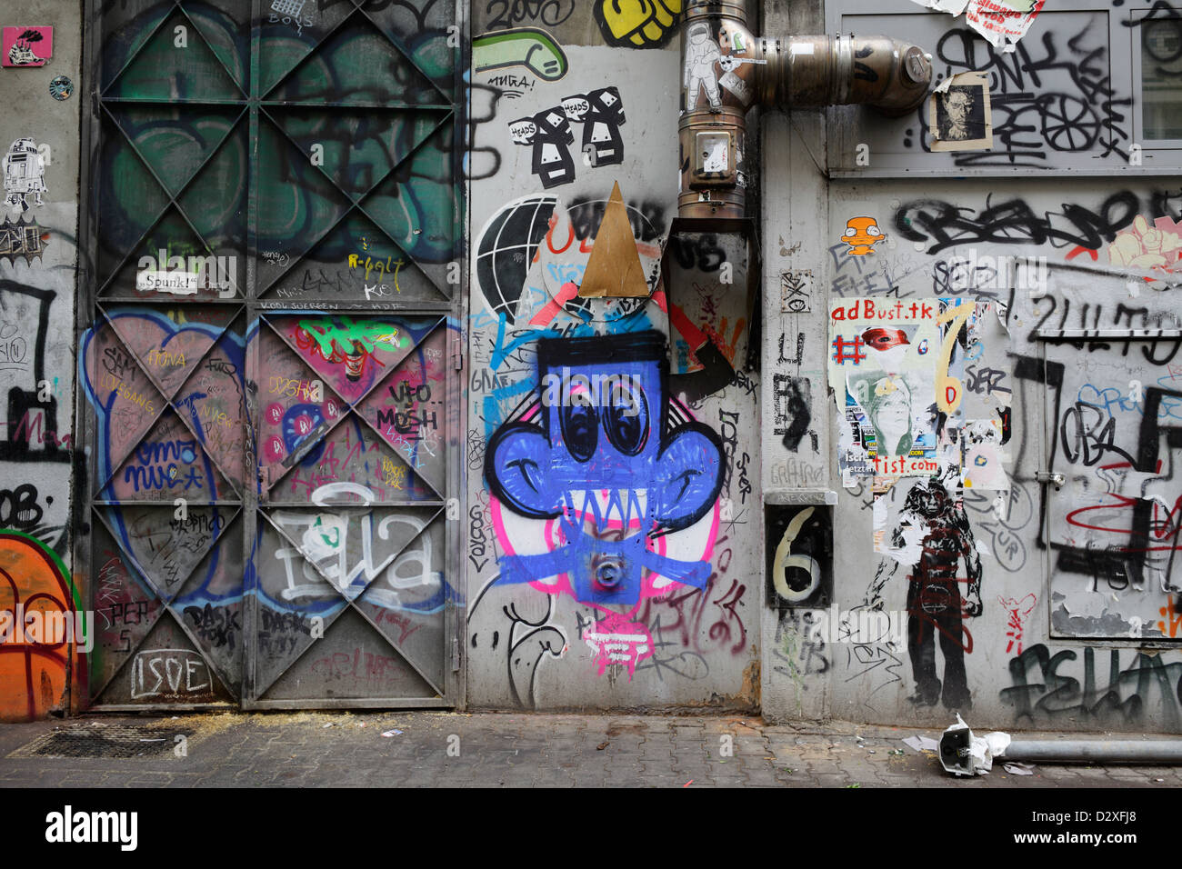 Berlin germany painted and covered over with graffiti house wall