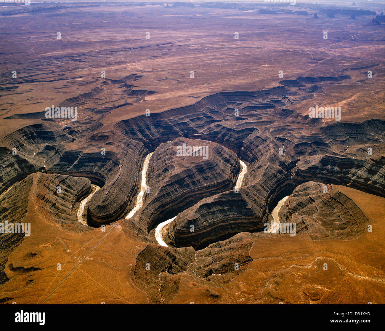 USA, Utah, Goosenecks State Park, aerial view of the Goosenecks Stock
