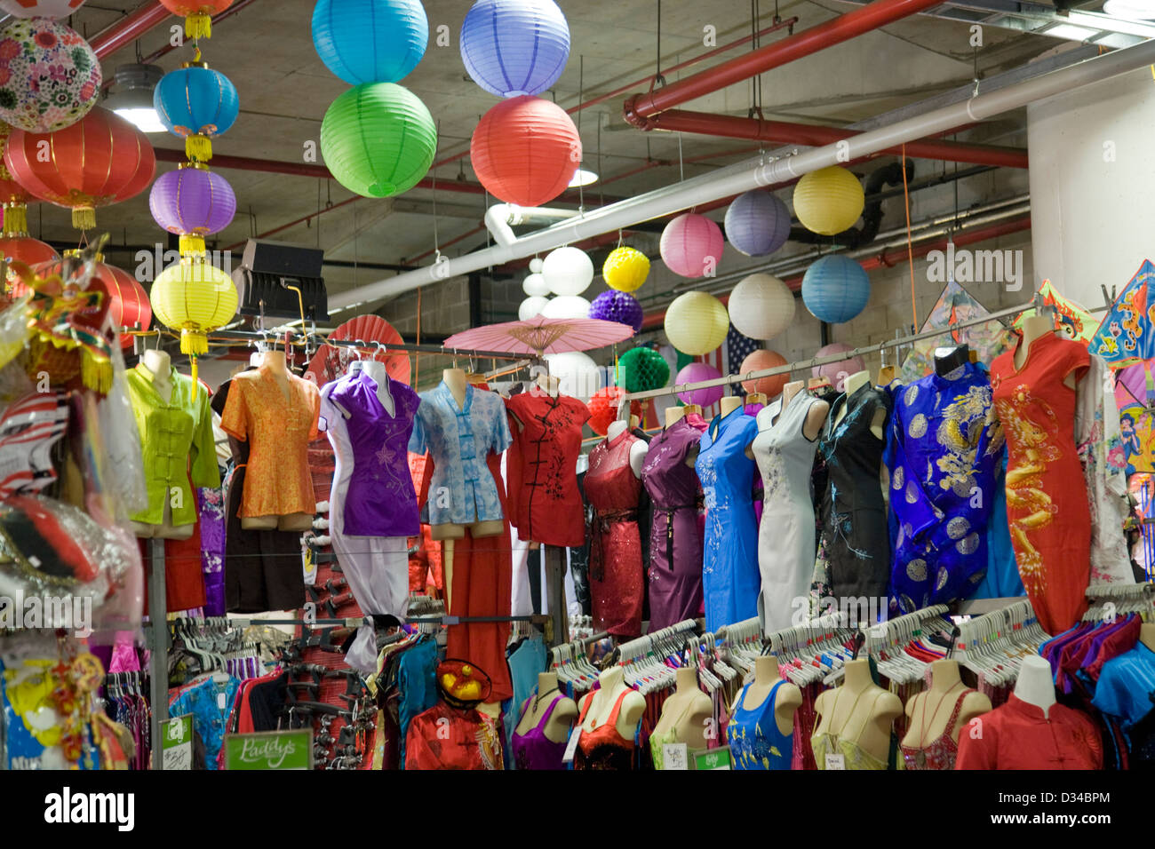 ladies clothing stall in sydney's chinatown paddys market Stock Photo