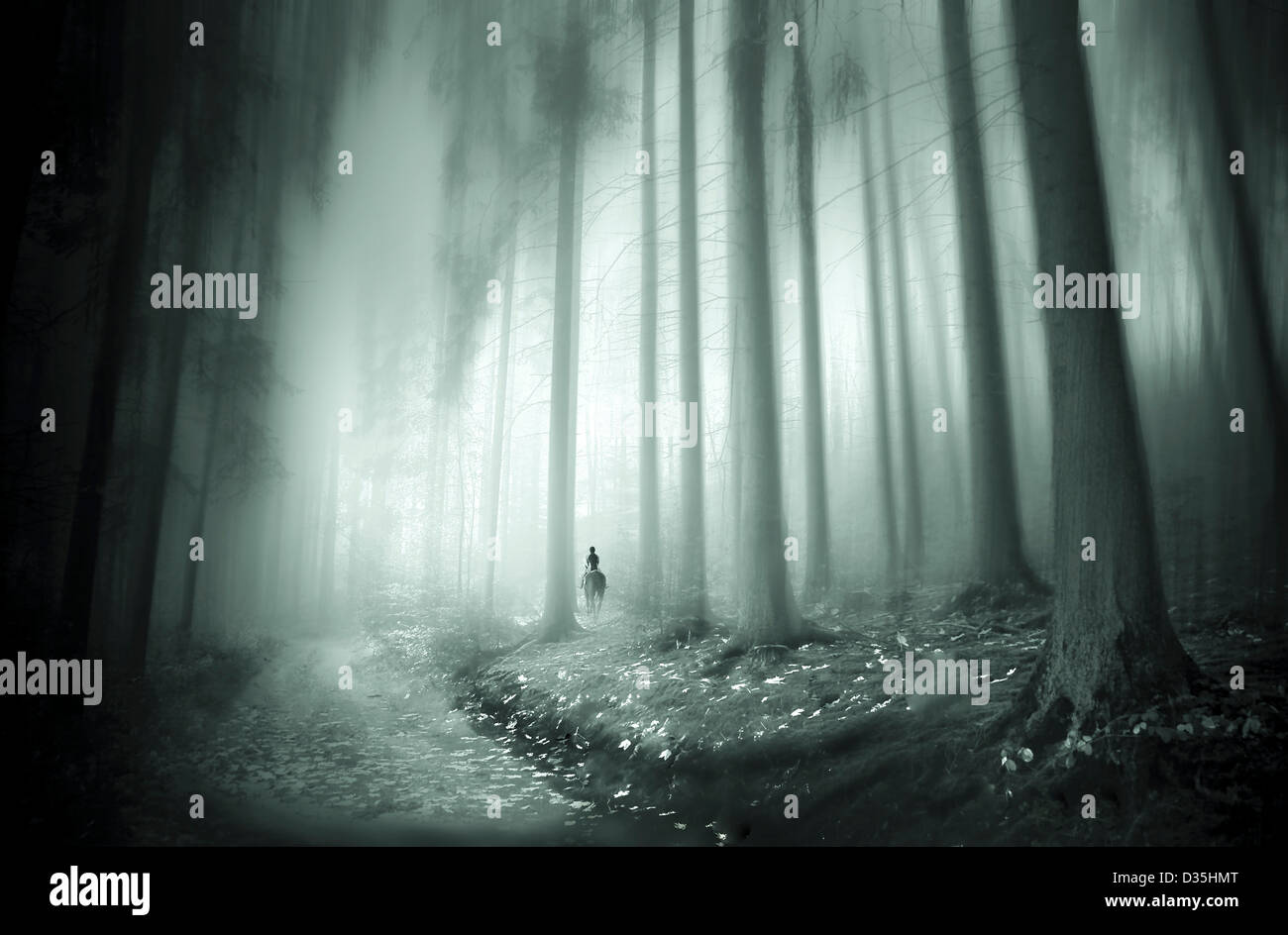 Scenic view with distorted landscape and sky with silhouetted figures