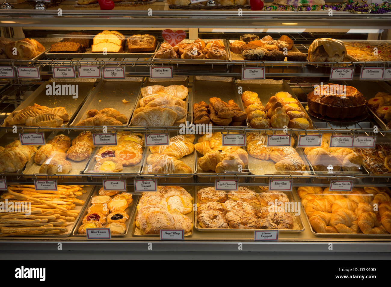 cakes in case in French Bakery in Monterey Monterey Peninsula Stock