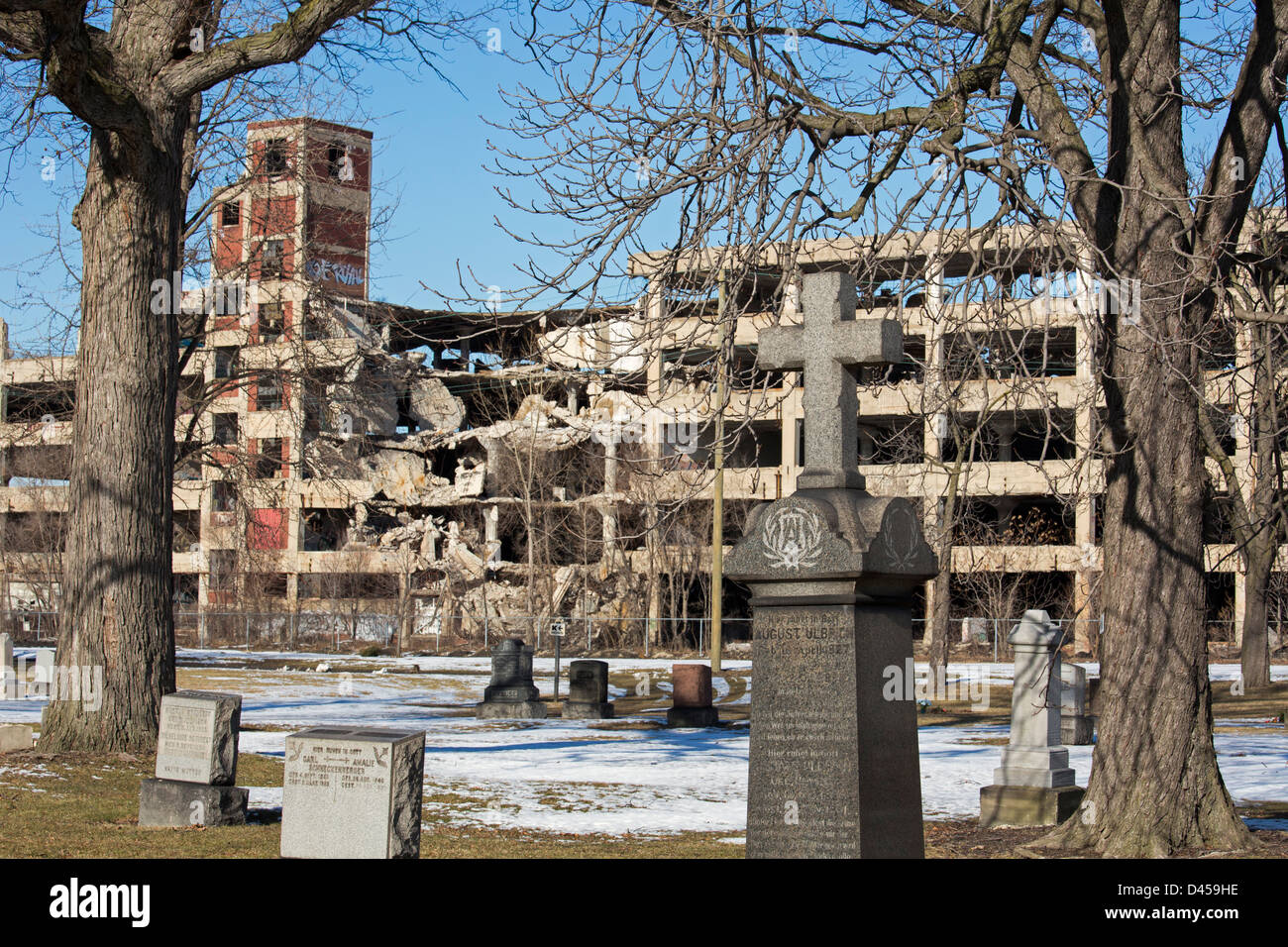 Detroit, Michigan Graves in Lutheran Cemetery next to the abandoned