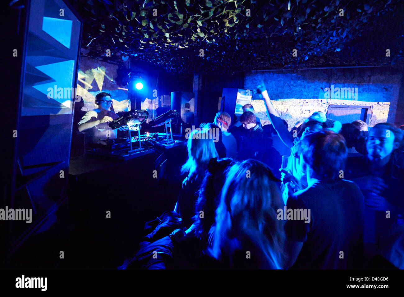 rave warehouse party club acid house Stock Photo, Royalty