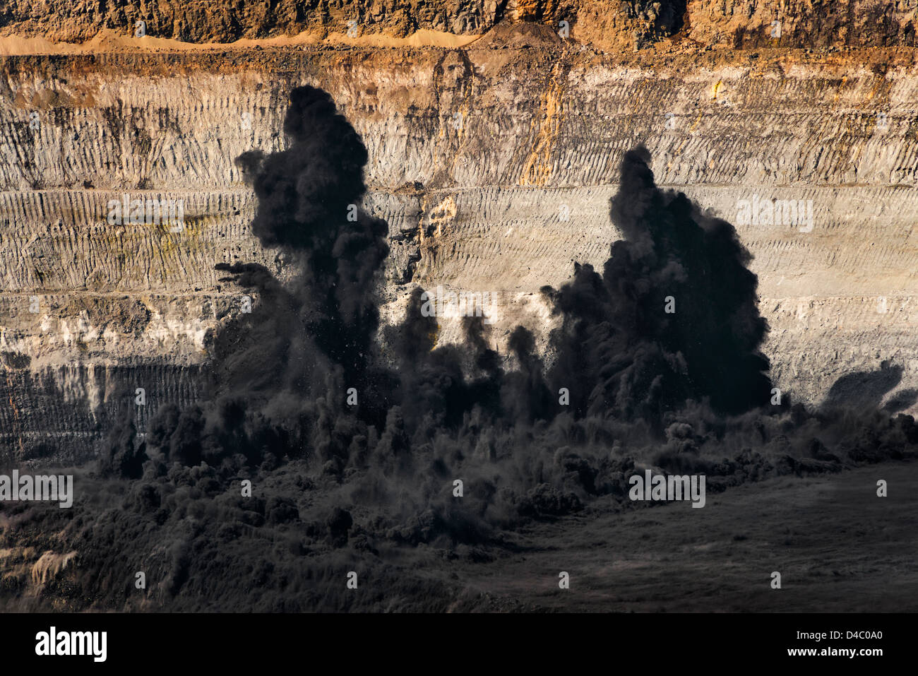 Blasting coal from mine, Australia Stock Photo, Royalty Free Image