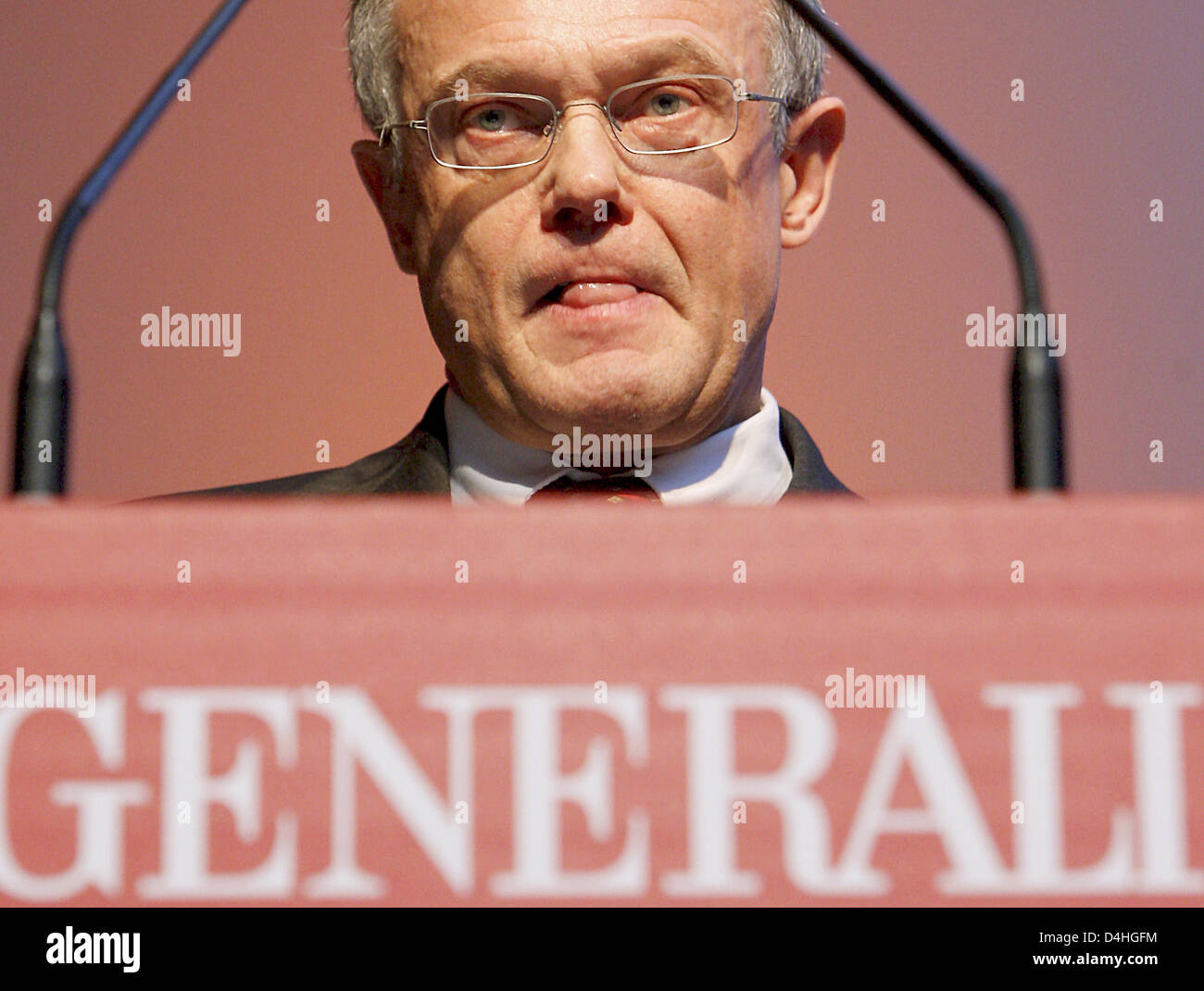 Dieter Meister, CEO of AMB Generali Holding SE, delivers a speech on the ...