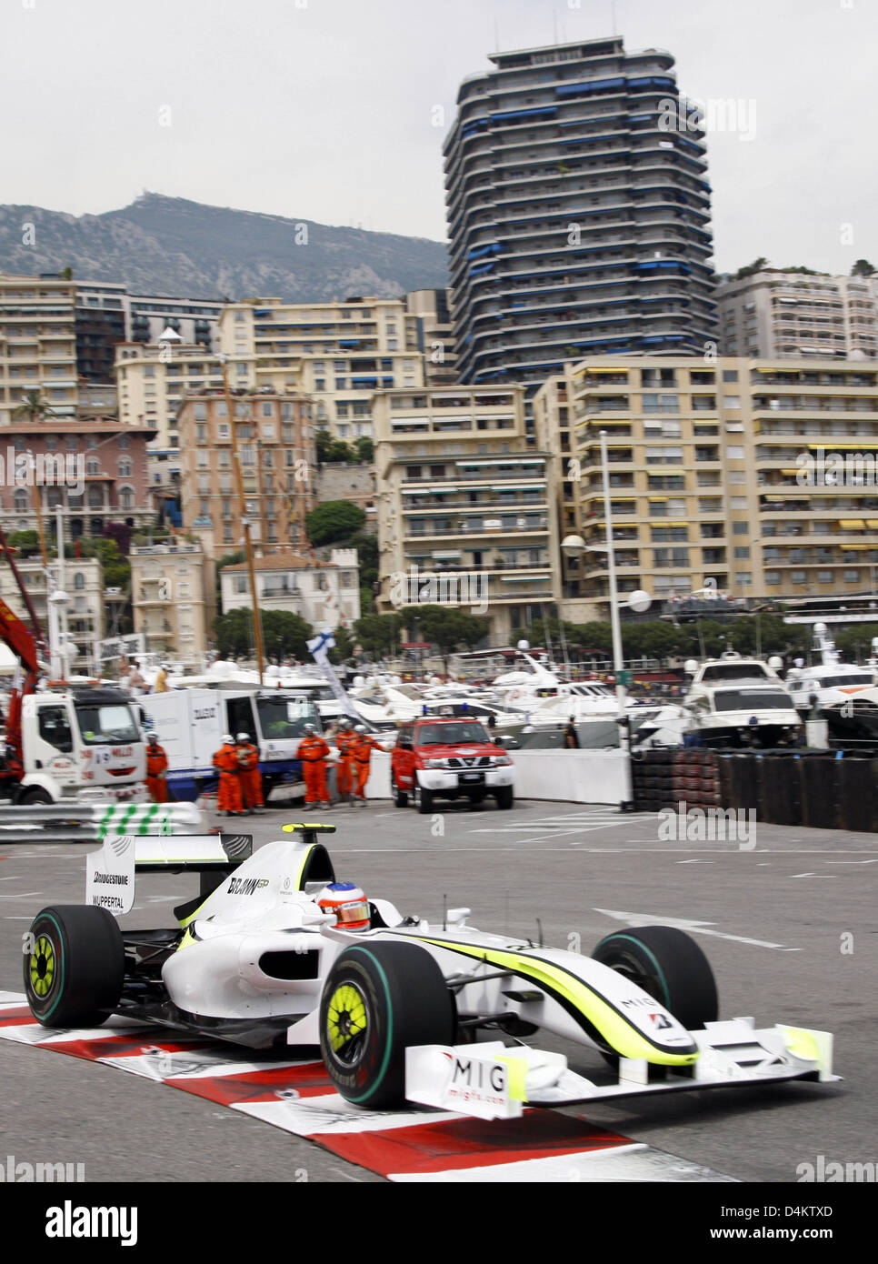 Brazilian Formula One Driver Rubens Barrichello Of Brawn Gp Steers His