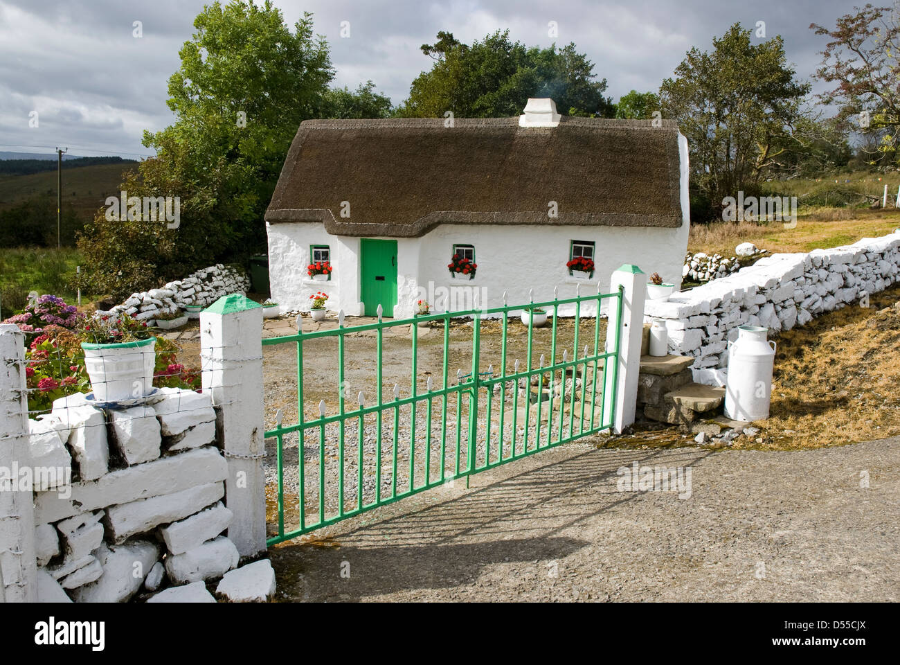 Margaret Gallagher's 200 year old thatched cottage, Country Stock Photo