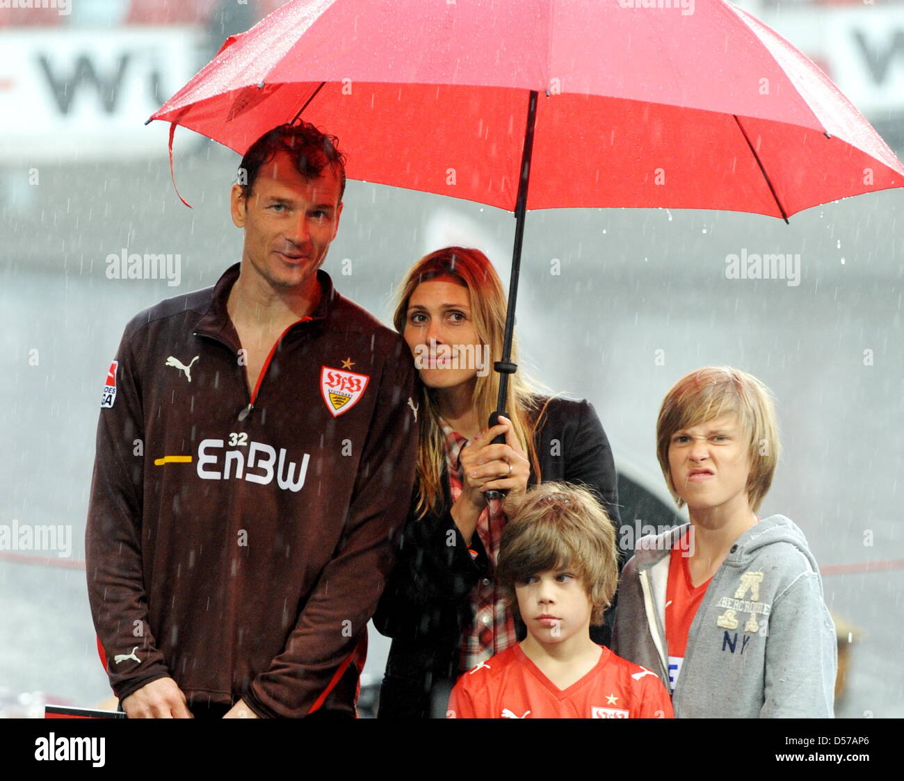 Stuttgart's goalkeeper Jens Lehmann, his wife Conny and their Stock 