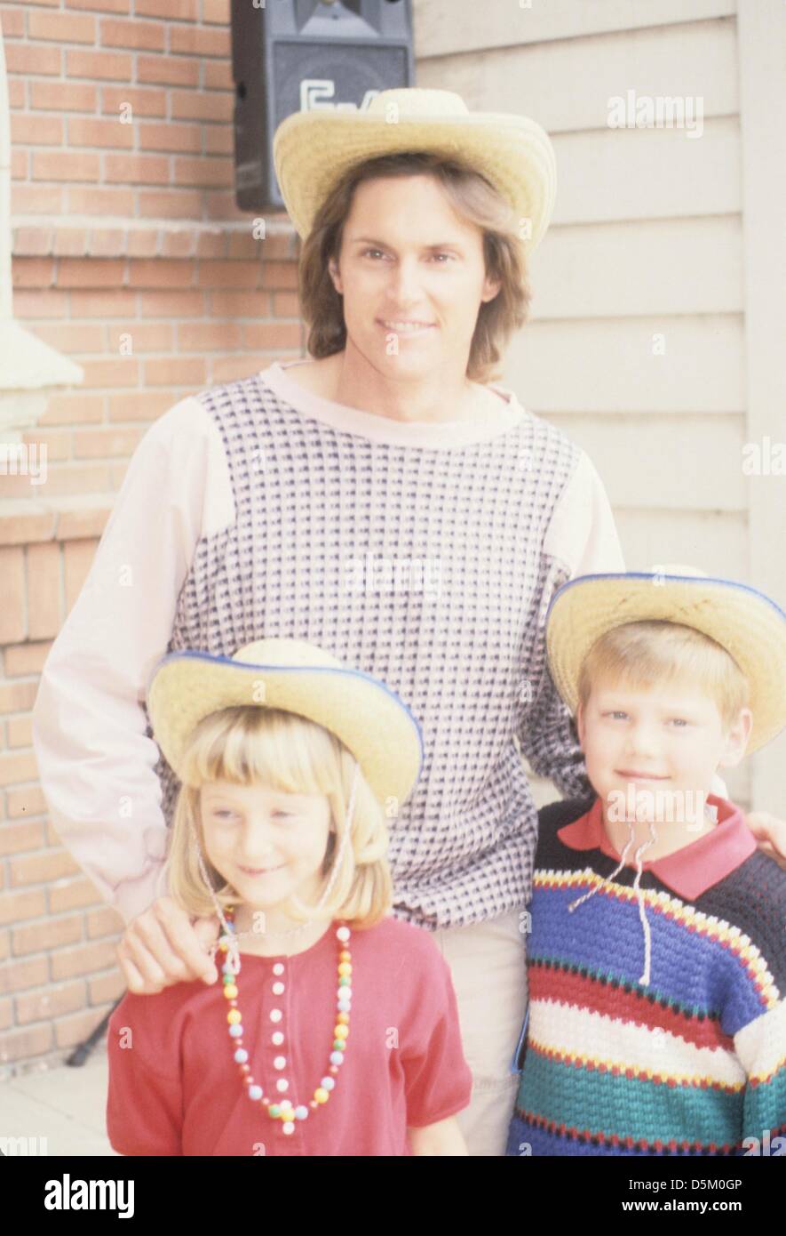 BRUCE JENNER with daughter Chrystie Scott (6) and son Bert (8).J.D