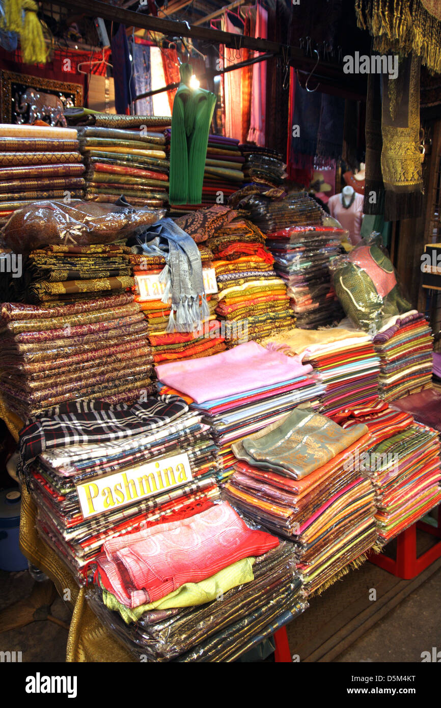 Thai silks display in silk shop at Chatuchak Weekend Market , Bangkok