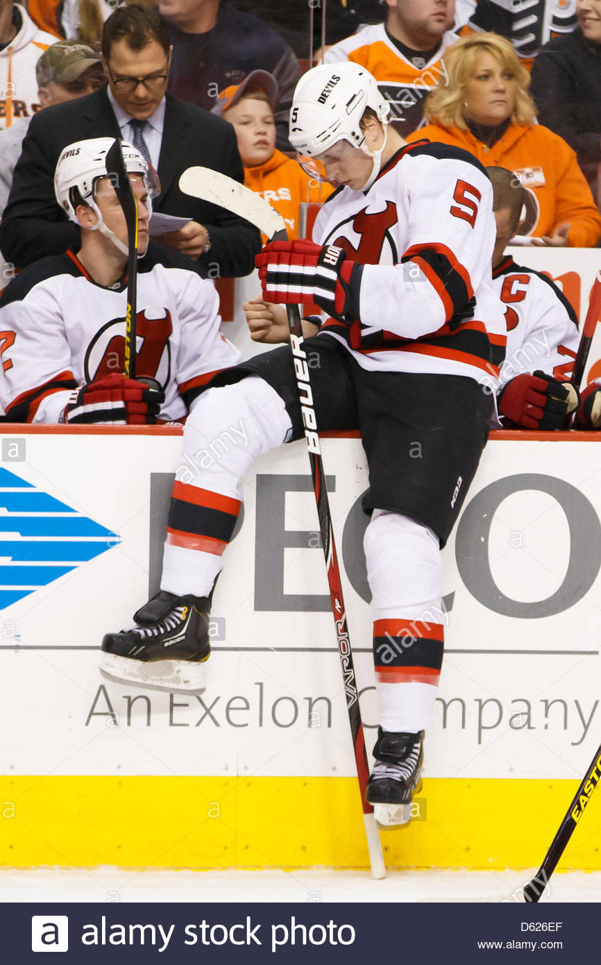 march 15 2013 new jersey devils defenseman adam larsson 5 sits devils flyers 2013