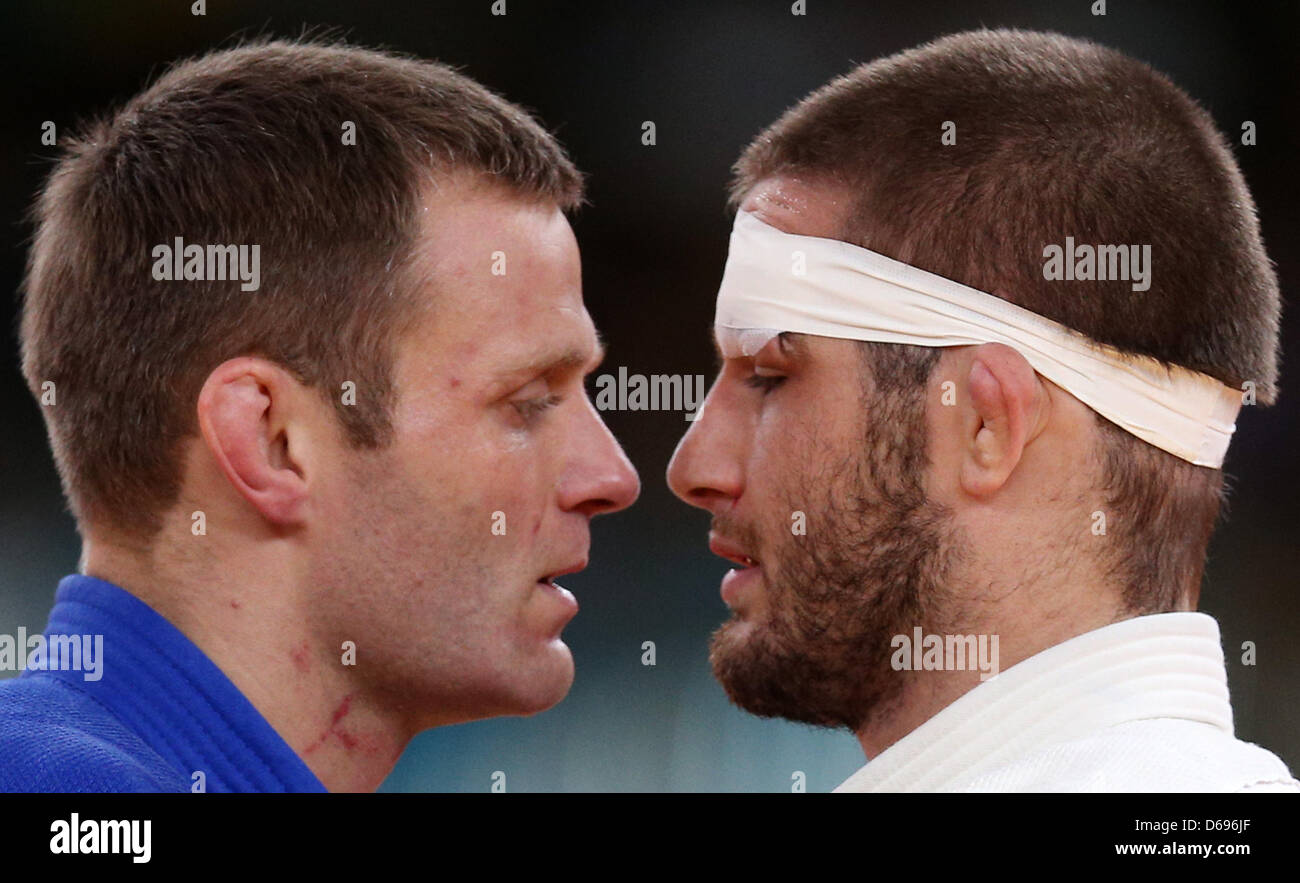 Germany S Judoka Ole Bischof L Blue Fights Against Travis Stevens Of